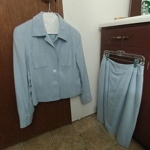 Baby blue Carlisle skirt suit angora wool